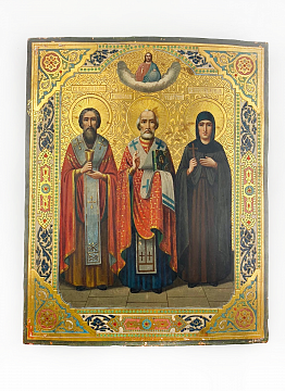 Икона "Собор святых: Василий,Николай и Пресвятая Евдокия"