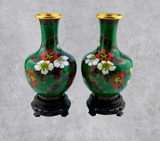 Парные вазы клуазонне. Китай. Середина ХХ века