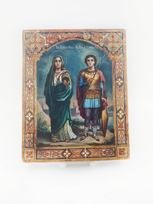 Икона "Мария Магдалина и Георгий победоносец"